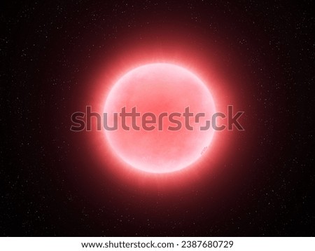 Dwarf star in space isolated. Red dwarf on a black background. Proxima Centauri, a small star.
