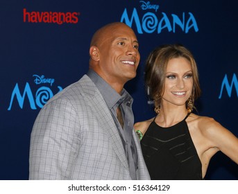 Dwayne Johnson and Lauren Hashian at the AFI FEST 2016 Premiere of 'Moana' held at the El Capitan Theatre in Hollywood, USA on November 14, 2016.