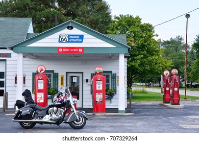DWIGHT, IL - USA - JULY 16: Old Texaco gas station in Route 66 on July 16, 2017, in Dwight, Illinois.
