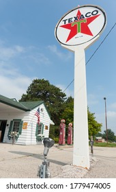 Dwight USA - August 31 2015; Texaco sign and restored garage along historic Route 66, Illinois,USA.Model/Property Release; No, personal and editorial use only.