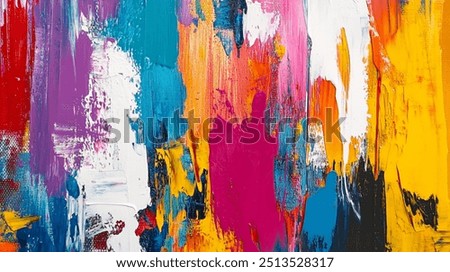 Dynamic abstract art composition with a dripping paint technique palette,