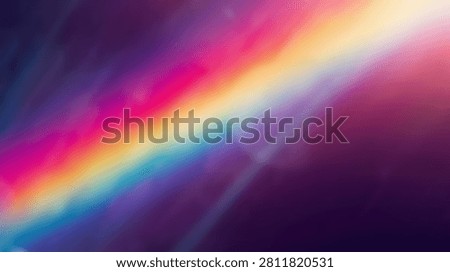 A dynamic abstract background featuring a diagonal rainbow light leak with soft bokeh and glowing spectral colors on a dark purple base.