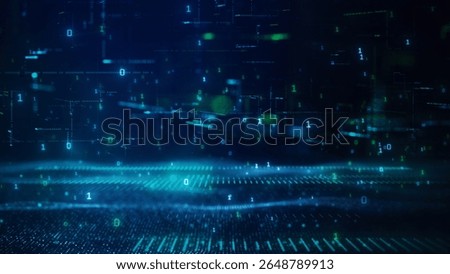 Dynamic abstract background featuring flowing binary code and light effects. Ideal for technology, data analysis, and digital innovation themes in multimedia projects.