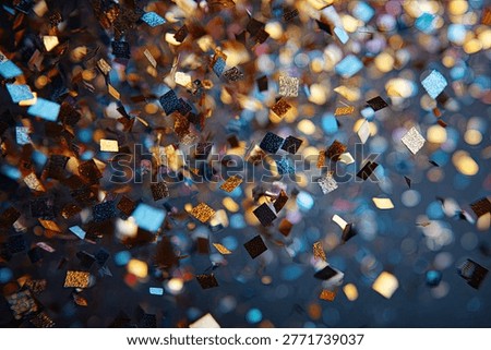 A dynamic abstract background featuring a shower of colorful confetti and blurred bokeh lights, creating a festive and celebratory atmosphere.