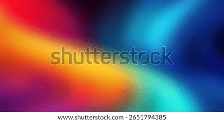 A dynamic abstract background featuring a smooth transition of colors from fiery red and orange to deep blue and teal overlaid with a fine grain
