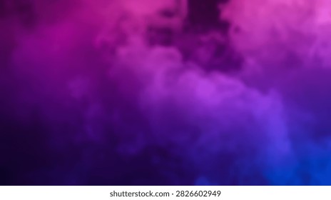 A dynamic abstract background featuring swirling wisps of purple and pink smoke illuminated by subtle blue light.
