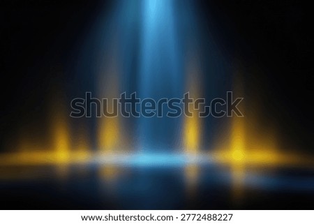 Dynamic abstract background with glowing blue and gold light beams creating a dramatic and energetic atmosphere.
