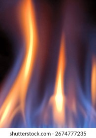 Dynamic abstract flame waves glowing in vibrant orange and blue hues, symbolizing energy, passion, inspiration, and spiritual strength, perfect for creative design, art, and modern backgrounds.