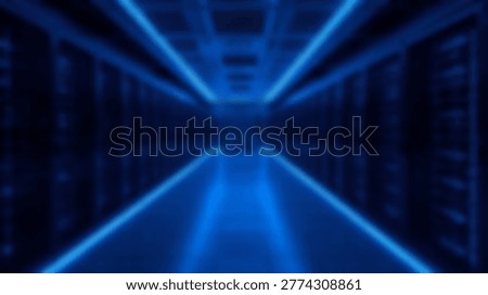 Dynamic abstract image of blue light beams forming a futuristic tunnel, ideal for digital backgrounds and technology concepts.