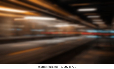 Dynamic abstract image of blurred lights and motion, capturing the essence of a modern urban environment with streaks of light and color.