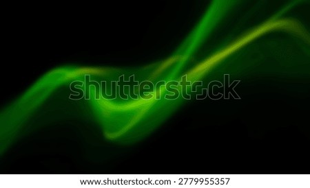 Dynamic abstract image featuring vibrant green smoke swirling gracefully against a stark black background, creating a visually captivating effect.