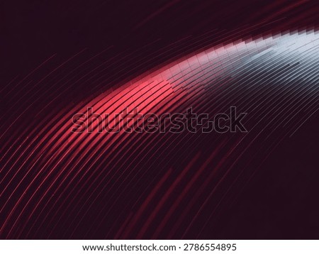 A dynamic abstract pattern features glowing red light on dark curved lines creating a modern visual