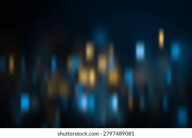 Dynamic abstract pattern of luminous blue and golden rectangles on a dark backdrop. Ideal for modern designs, technology themes, and futuristic digital art concepts.