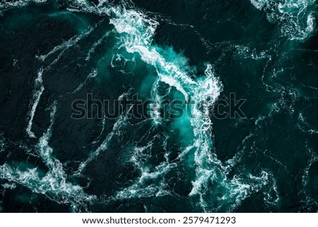 Dynamic Abstract Patterns of Sea Waves in the Deep Ocean, Displaying a Beautiful Spectrum