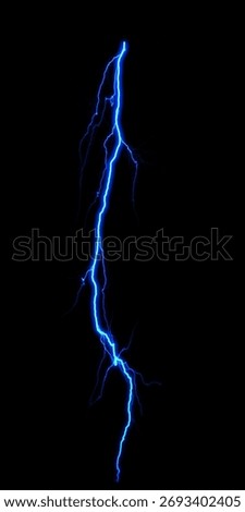 A dynamic blue lightning bolt strikes diagonally across a dark background, illuminating the void with electric energy.