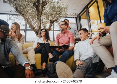 Dynamic Collaboration. Multicultural Business Team Boosting Creative Thinking in Modern Office Space - Powered by Shutterstock