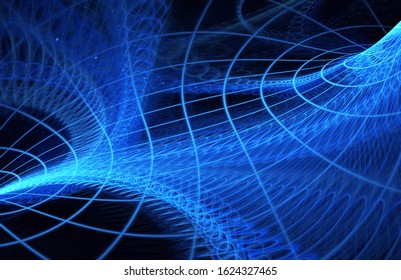 Dynamic curves ands blur pattern. Fractal graphics. Science and technology concept.