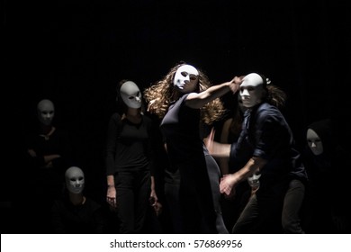 Dynamic Dance Drama On Stage In Theater- Theater Group On Stage 