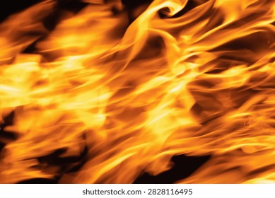 Dynamic fire background creating a dark and dramatic atmosphere associated with hell and the underworld.