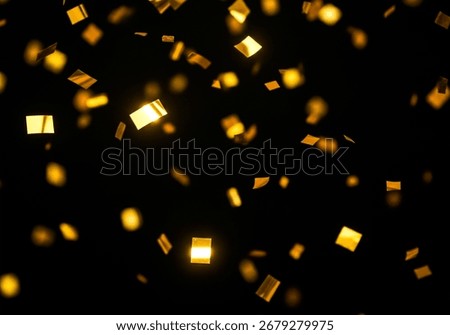 Dynamic Gold Rectangular Confetti Falling on Black