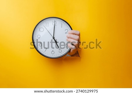 Dynamic Illustration Emphasizing Urgency Through Clock And Distressed Yellow Paper Background