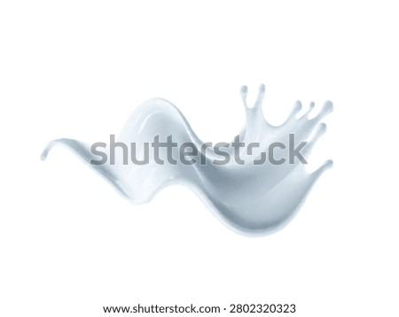 Dynamic milk splash of white liquid isolated on white background, showcasing creamy texture and fluid motion.