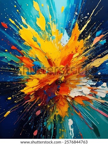 Dynamic Paint Splash Artwork with Vivid Colors and Textures