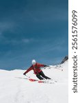 Dynamic Skier in Action at Grand Tourmalet, French Pyrenees