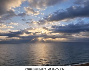 Dynamic sky beautiful clouds with rays of light in blanes Costa brava catalunya Spain 