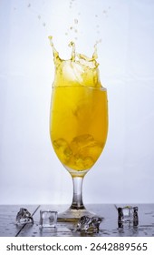 Dynamic Splash of Refreshing Lemon Tea