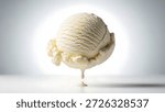 Dynamic studio image of floating vanilla ice cream with creamy motion effect for modern dessert marketing