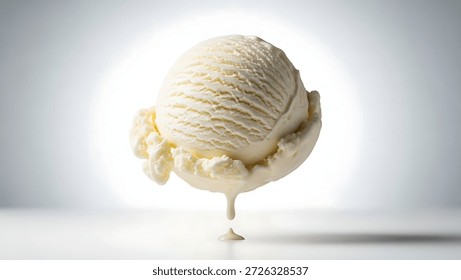Dynamic studio image of floating vanilla ice cream with creamy motion effect for modern dessert marketing