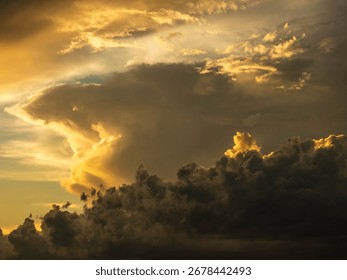 Dynamic sunset cloudscape at the start of summer in southwest Florida, for motifs of yin and yang