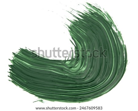 Dynamic swipe of green paint creates an artistic, curved brushstroke