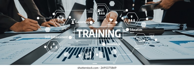 Dynamic training session showcasing collaboration and modern technology in a professional setting, emphasizing the importance of knowledge enhancement and skill development. Amity