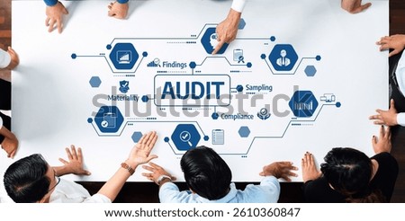 A dynamic visual representation of the audit process, highlighting key elements like compliance, findings, and sampling. Perfect for business analysis and team collaboration needs. Amity