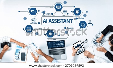 A dynamic workspace featuring a team collaborating on artificial intelligence projects. The setting includes modern technology tools, charts, and innovative visuals. Amity