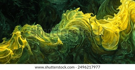 Dynamic yellow and dark green texture with flowing patterns. High quality background for banners, posters, wallpaper or template.