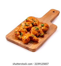 Dynamite Shrimp Fried isolated with Sauce on white background