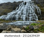 Dynjandi waterfall (Iceland) also called Fjallfoss, 100m high waterfall, 30m wide, and a very elegant waterfall also called the "bride