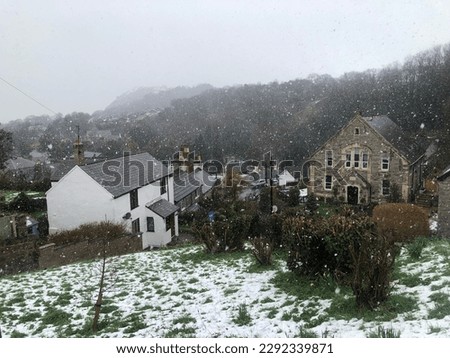 Dyserth during a snowstorm in winter