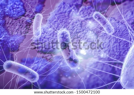 e. coli bacteria on abstract bokeh background