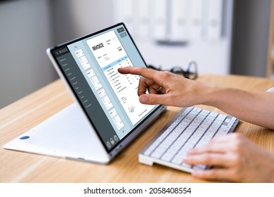 E Invoice On Laptop. Online Electronic Bill Management