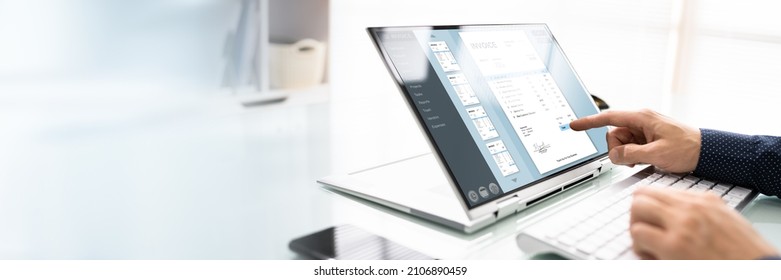 E Invoice On Laptop. Online Electronic Bill Management - Shutterstock ID 2106890459