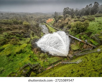 Póvoa e Meadas Dam forms the second largest reservoir in the district of Portalegre (only surpassed in size by the Caia Dam) and is located in the parish of Póvoa e Meadas, municipality of Castelo de Vide, about 5 km northwest of this town.The hydroelectric power plant consists of a Francis group with a total installed power of 0.74 MW. The average energy produced per year is 1.6 GWhSource: WikipediaCastelo de Vide, Portugal. Water releasing and rushing from a hydroelectric dam in Castelo de Vide Portugal