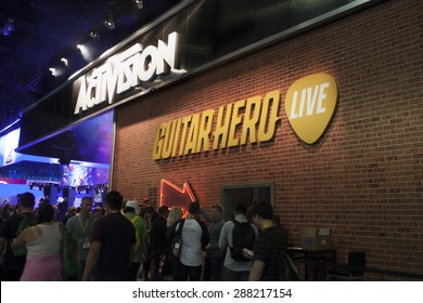 E3; The Electronic Entertainment Expo At The Los Angeles Convention Center, June 16, 2015. Los Angeles, California. The Guitar Hero Game Demo Allowed Players To Become Rock Stars For A While.