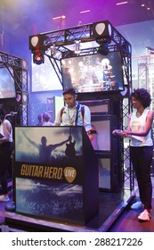 E3; The Electronic Entertainment Expo At The Los Angeles Convention Center, June 16, 2015. Los Angeles, California. The Guitar Hero Game Demo Allowed Players To Become Rock Stars For A While.