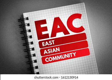 EAC East Asian Community - Trade Bloc For The East And Southeast Asian Countries, Acronym Text Concept On Notepad