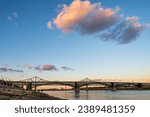 Eads Bridge and Martin Luther King Bridge Cross Mississippi River From St. Louis, Missouri, to East St. Louis, Illinois