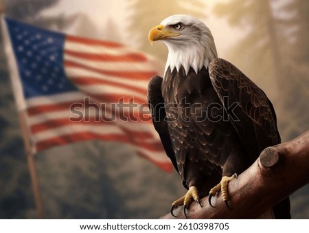 Eagle With Background Usa Flag